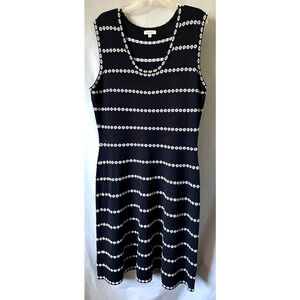 Max Studio Women Dress Black White Striped Size XL Sleeveless Pullover